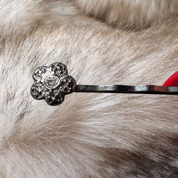 Victorian Pavé Diamond Silver Tone Hair Pin - Picture 3 of 10